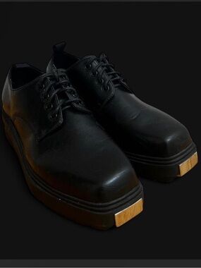 ASOS Black Platform Lace-Up Derby Shoes with Gold Trim